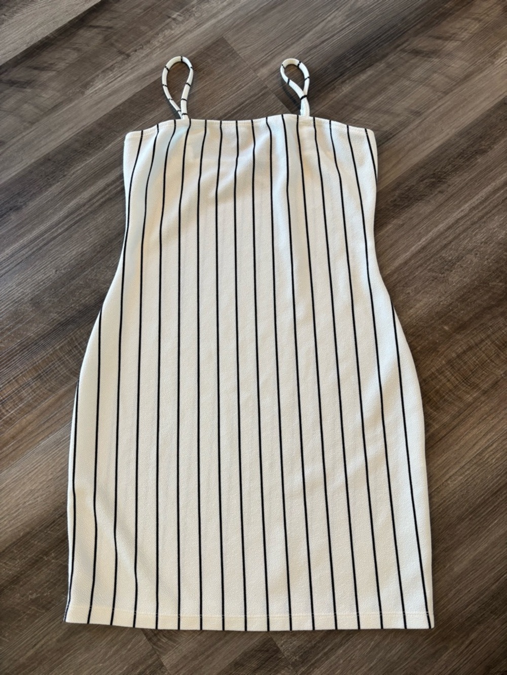 Women’s Striped White & Black Spaghetti Strap Dress - Size Medium